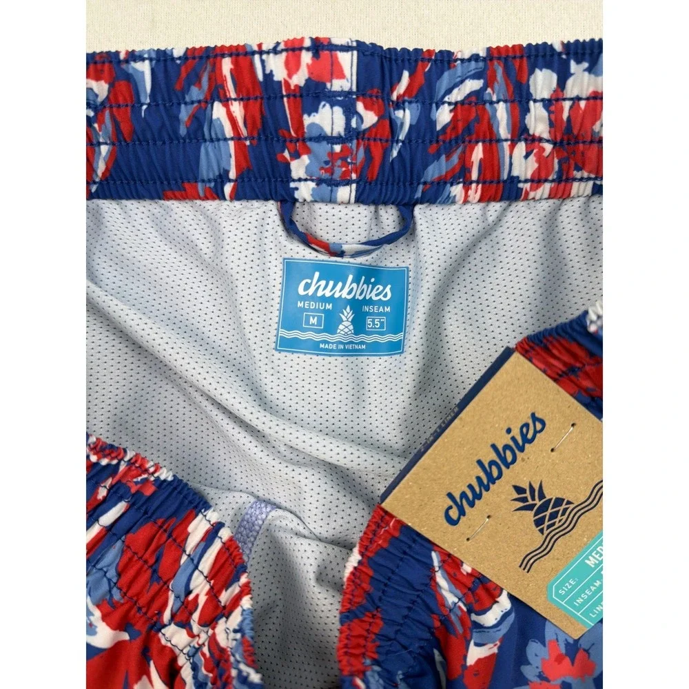 Chubbies Mens M Star Spangled Blooms 5.5 Inch Inseam 2-in-1 Liner Swim Trunks